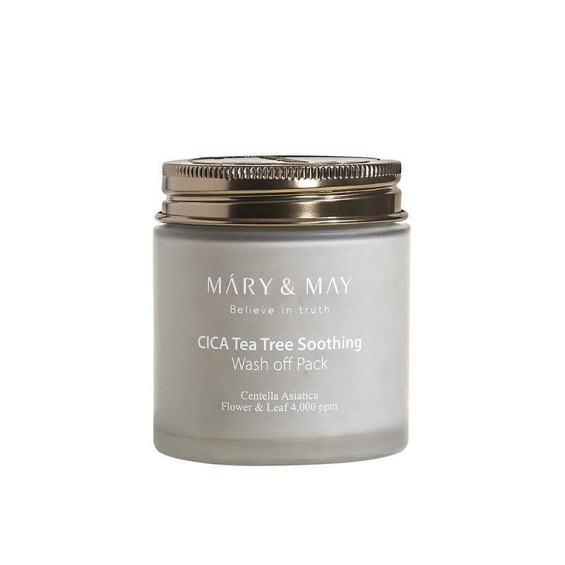 Успокояваща глинена маска за лице с центела Mary & May CICA Tea Tree Soothing Wash off Pack 125g