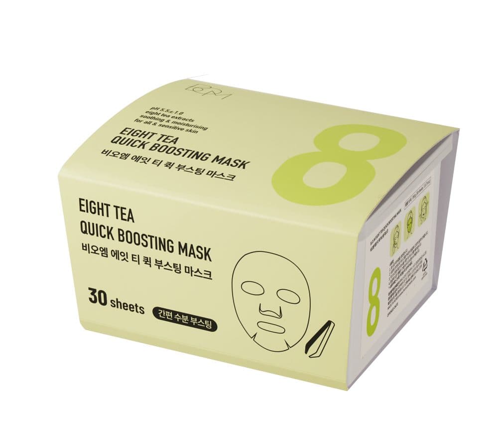 Успокояващи лист маски с екстракти от 8 вида чай- кутия 30бр Beauty of Majesty Eight TEA Quick Boosting Mask Sheets 30бр