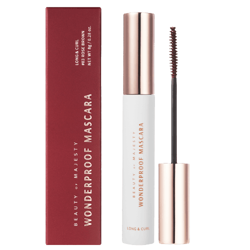 Водоустойчива кафява спирала за мигли Beauty of Majesty WONDERPROOF MASCARA Long Curl 8g