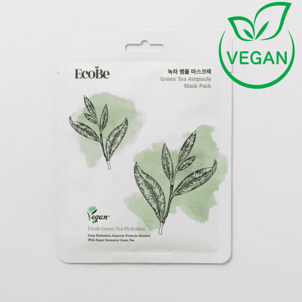 Избелваща лист маска за лице с екстракт от зелен чай EcoBe Green Tea Ampoule Mask Pack 25ml