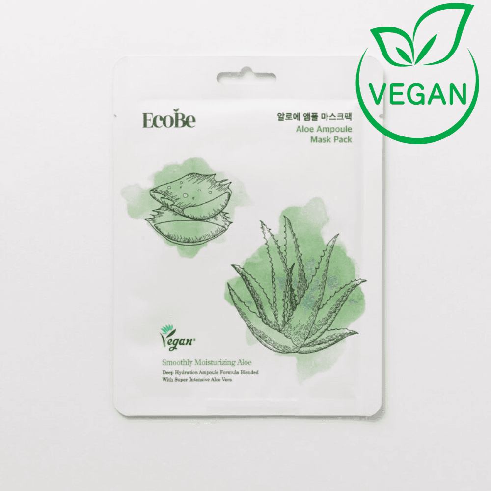 Хидратираща и успокояваща лист маска за лице с алое EcoBe Aloe Ampoule Mask Pack 25ml