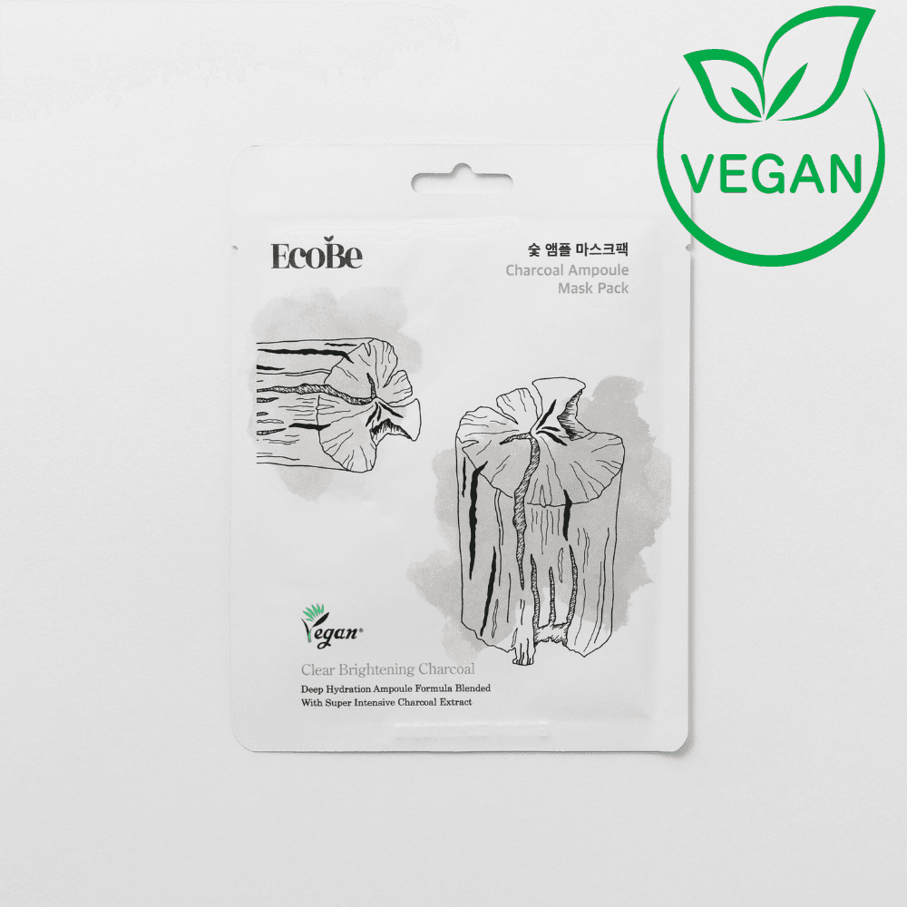 Почистваща портите лист маска с активен въглен EcoBe Charcoal Ampoule Mask Pack Clear Brightening Charcoal 25ml