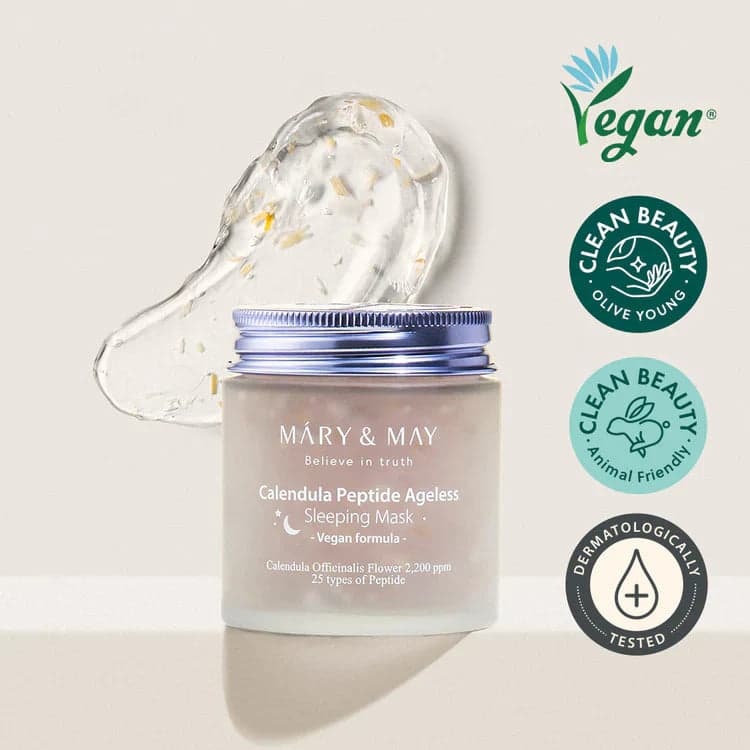 Подмладяваща нощна маска с невен и пептиди Mary & May Calendula Peptide Ageless Sleeping Mask 110g